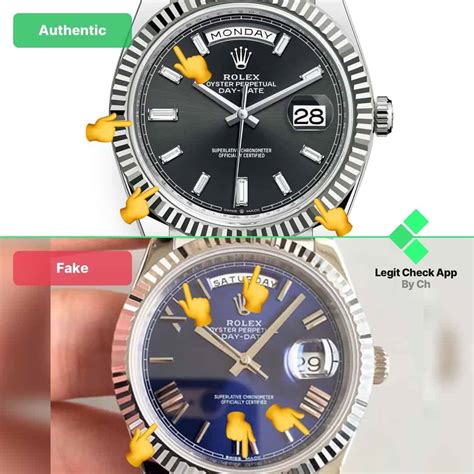 rolex day date fake vs real|rolex day date look alike.